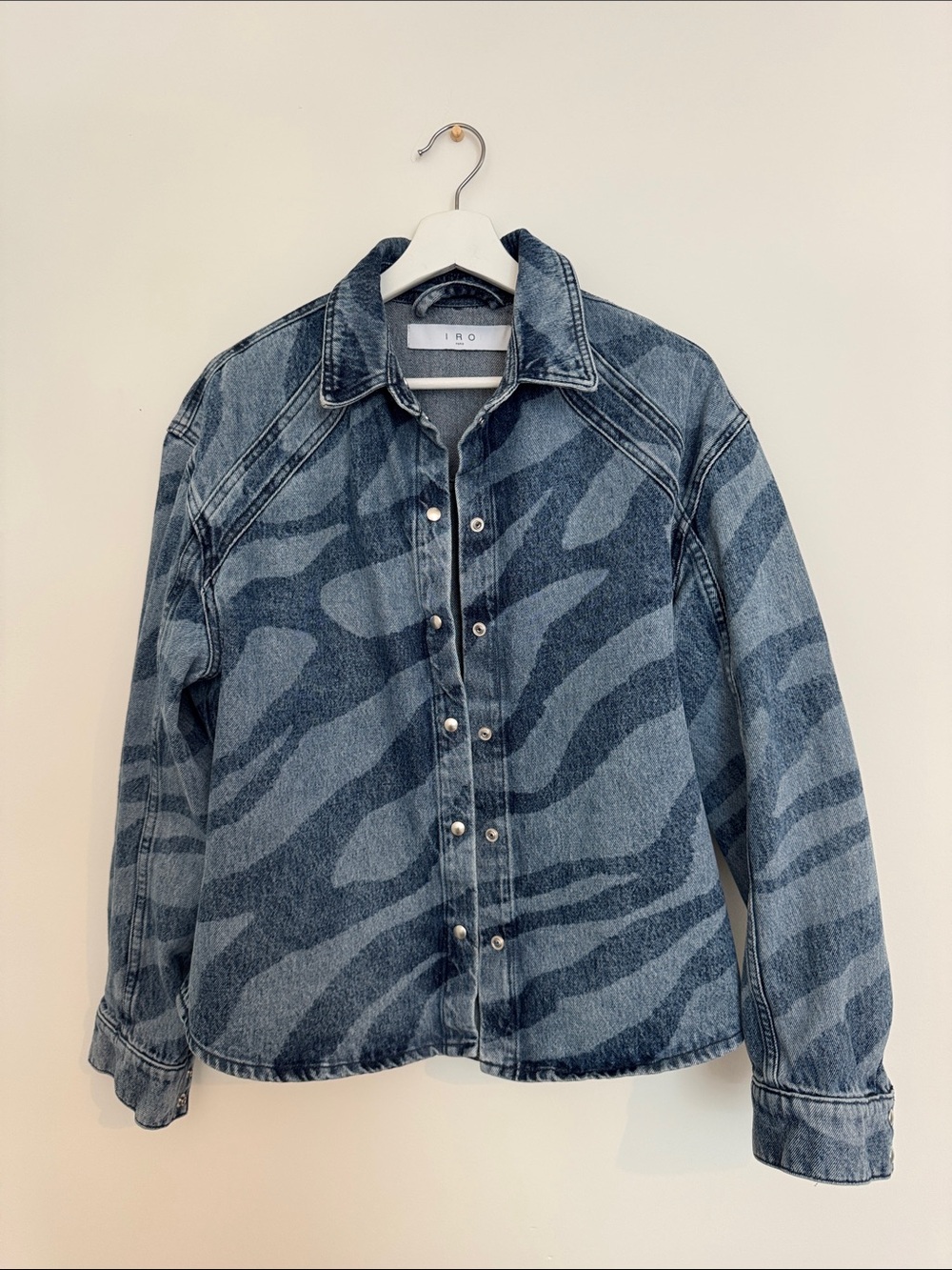 IRO Two-Tone Blue Zebra Denim Jacket